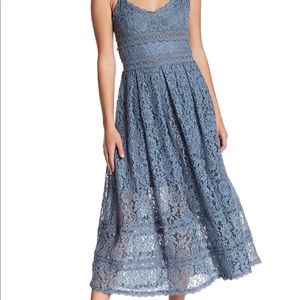 Blue Lace Midi Dress